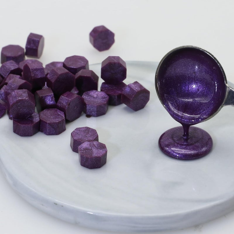 Atopbb 300 Pcs Wax Seal Beads, Sealing Wax Beads, Refilling Octagon Wax Sealing Beads for Wax Stamp Sealing, Perfect for Wedding Invitations, Christmas Cards, Envelopes, Letter Sealing (Purple) - Image 4